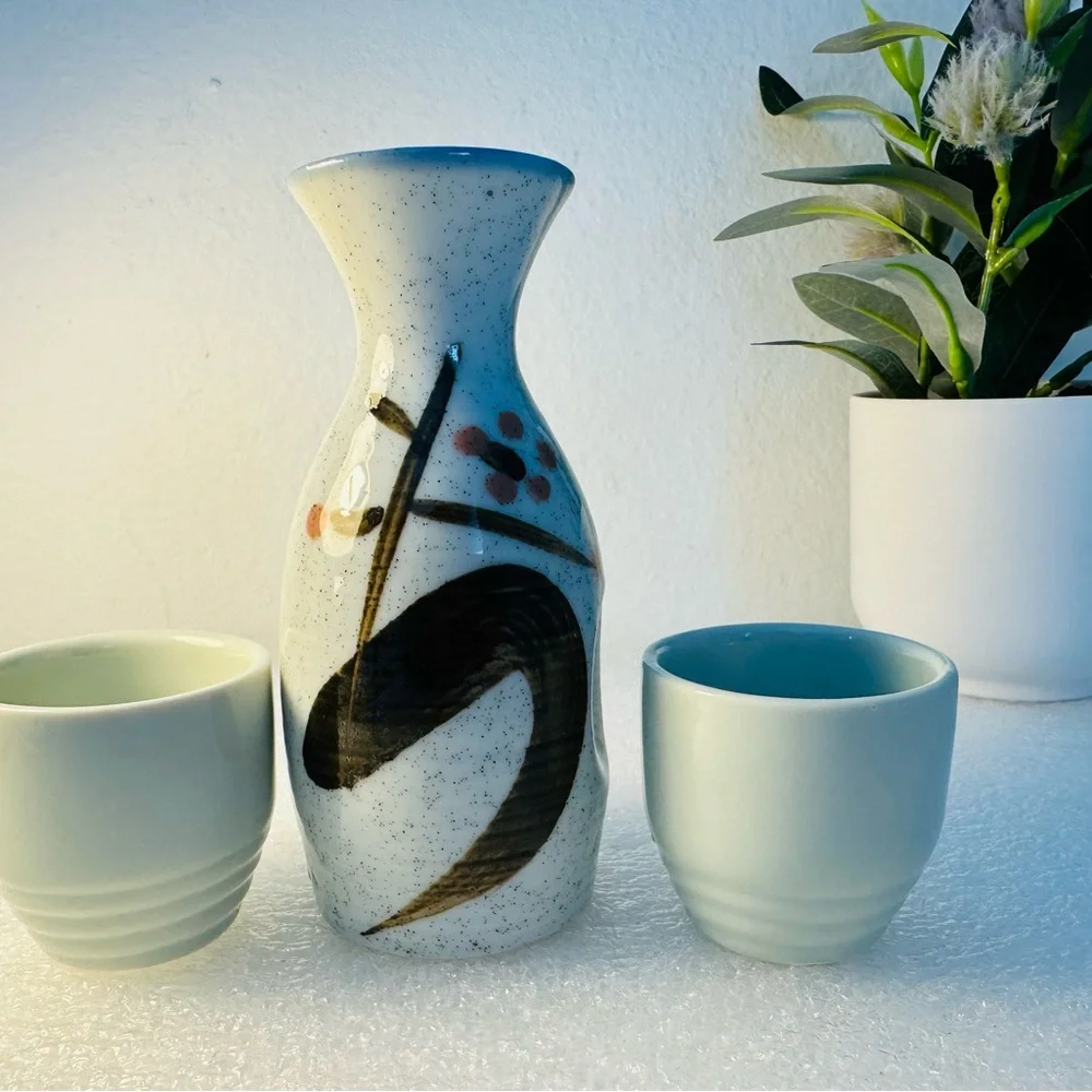 Contemporary Japanese Porcelain Sake Bottle/ No Markers Mark set of 3